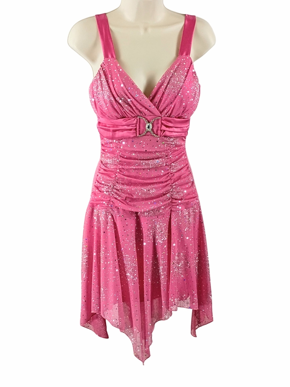 Taboo Pink Glitter Handkerchief Hem Dress